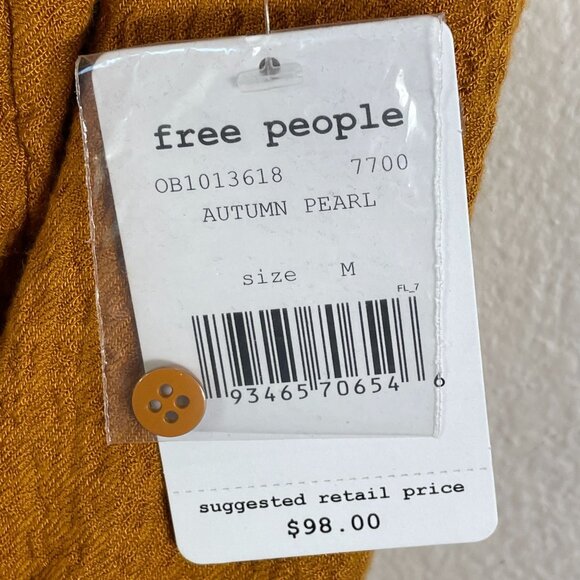 NEW Free People We The Free Autumn Pearl Textured Button Up Oversized Shirt Top - Picture 6 of 10